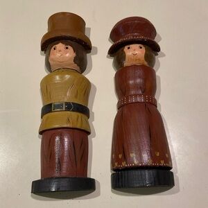 Vtg Pair Mary Petlitz 3D Wood Wall Art Country Man & Woman Handcrafted USA